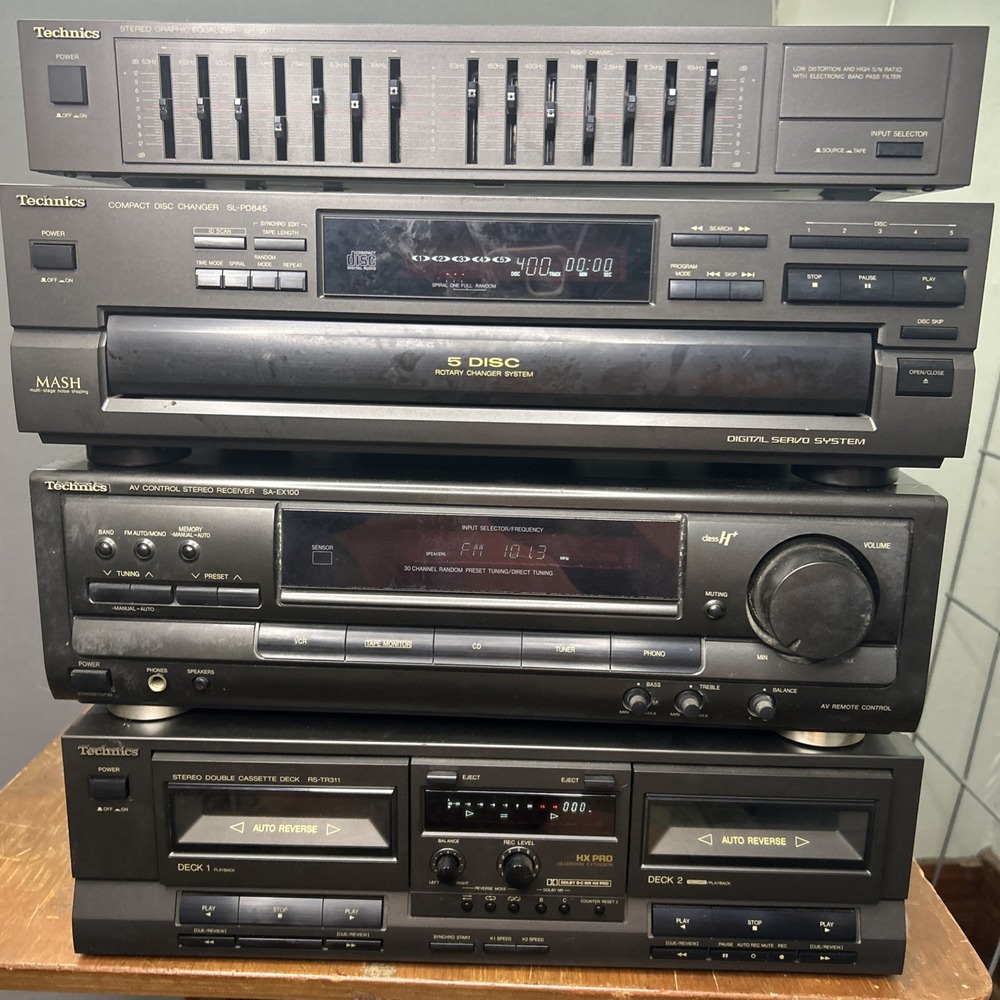 Technics 4-Piece Stereo Stack SH-8017 SL-PD845 SA-EX100 RS-TR311